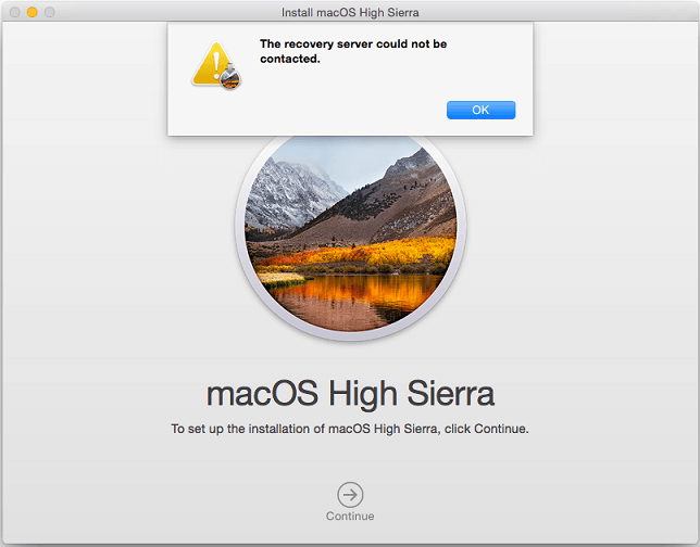 The recovery Server could not be contacted error