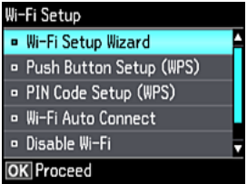 Epson Printer Wireless setup through control panel